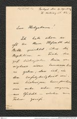 Nachlass Franz Steindachner, Brief von L. von Löczy an Franz Steindachner (21.04.1891), Inv.Nr. 308.02, Seite 1
